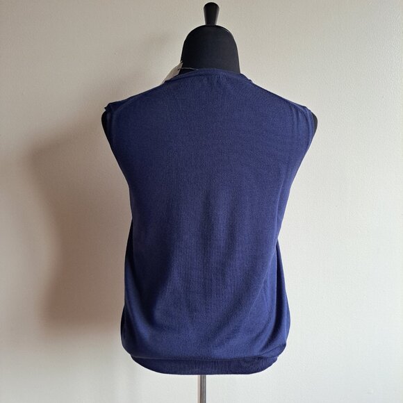 NEW Ferrante Men's 100% Merino Wool Blue Vest Size 54/ XL - Picture 5 of 13